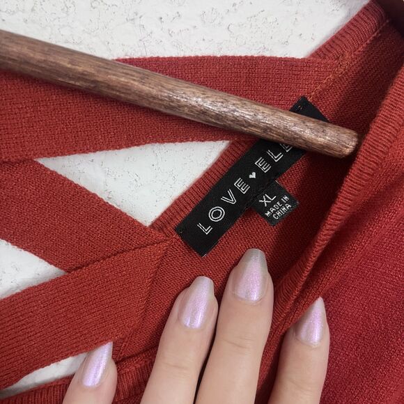 Stitch Fix Love Ellie Sweater Women XL Cross Back Orange V-Neck Long Sleeve - Picture 6 of 7